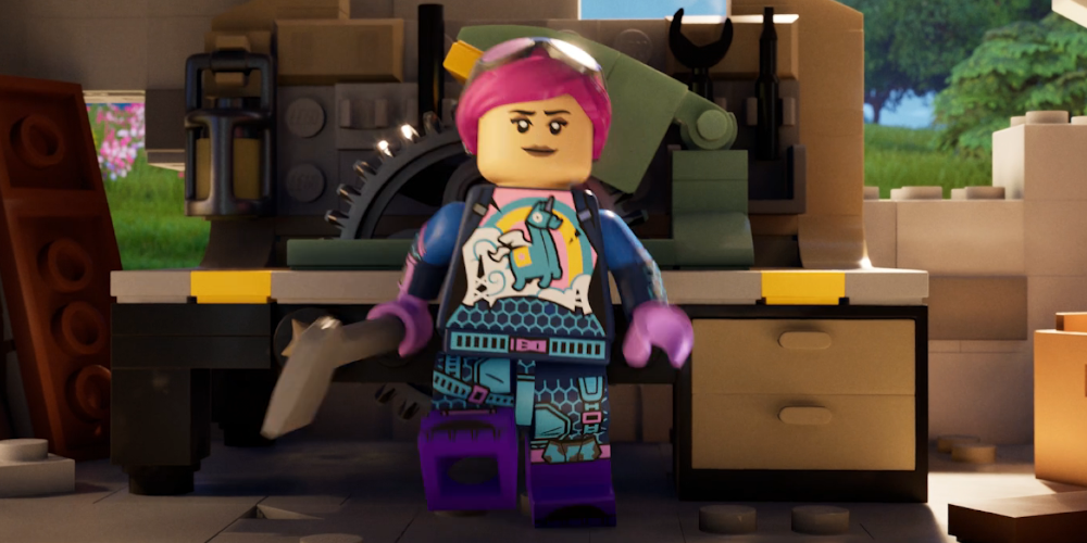 lego unit girl with pink hear