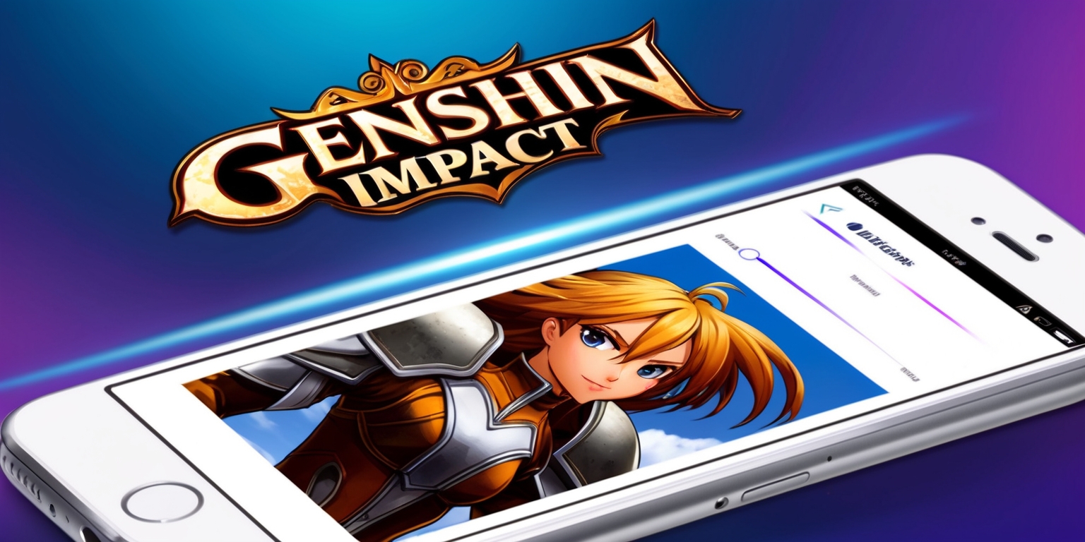 A beautifully designed mobile application screen for Genshin Impact, set against a vibrant, gradient blue-purple background that evokes a sense of adventure and fantasy. The game's iconic logo, featuring a stylized, golden font with intricate, swirling patterns, is prominently displayed at the top of the screen. Below, a stunning, high-quality illustration of a character, perhaps Amber or Kaeya, stands out with their intricately detailed armor, flowing hair, and determined expression. The character's skin tone is a warm, golden brown, and their eyes shine with a sense of courage and wonder. The app's user interface is clean and intuitive, with sleek, silver accents and subtle, pulsing effects that suggest a dynamic, interactive experience. The overall aesthetic is a perfect blend of elegance, sophistication, and playfulness, capturing the essence of the beloved game.